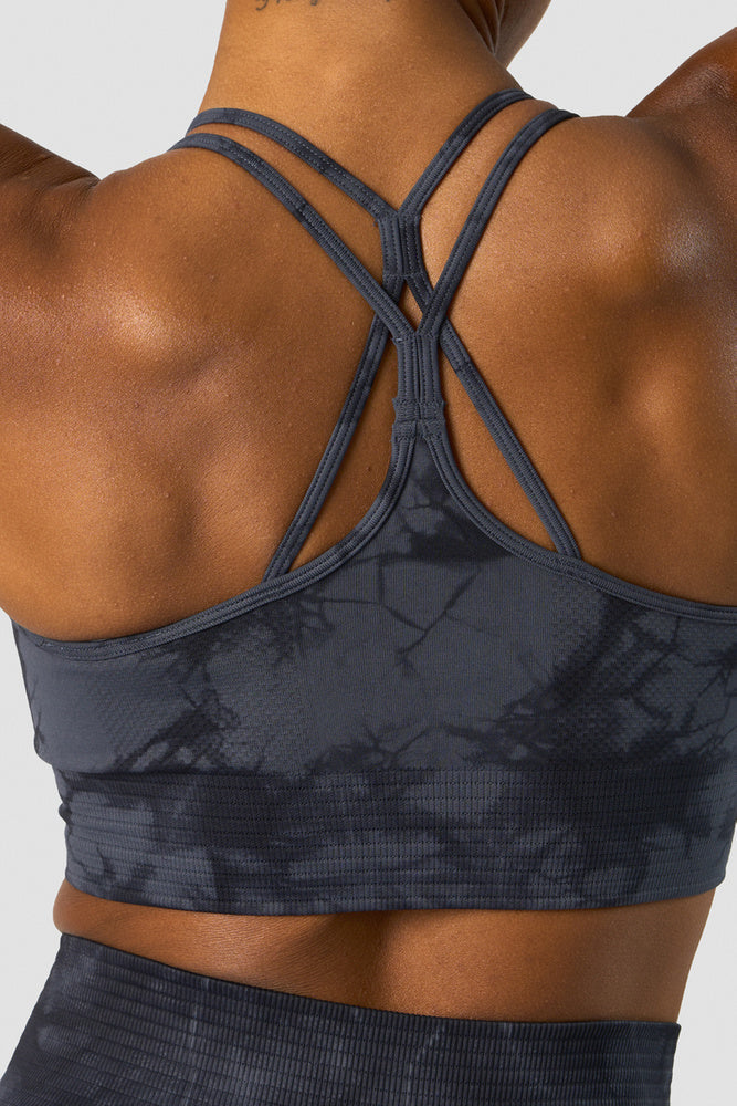 define seamless tie dye sports bra dark blue