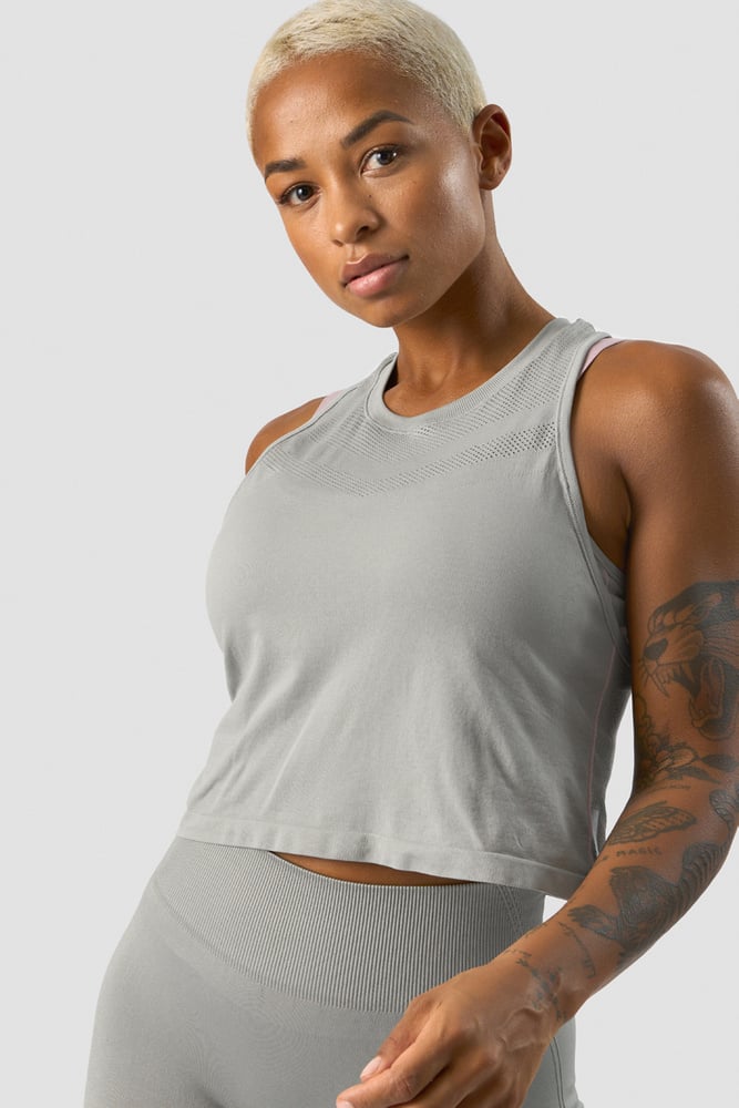 deluxe seamless cropped tank top grey