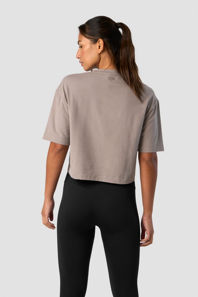 everyday cotton cropped t-shirt greige