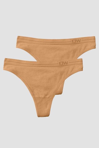 everyday seamless thong 2-pack almond