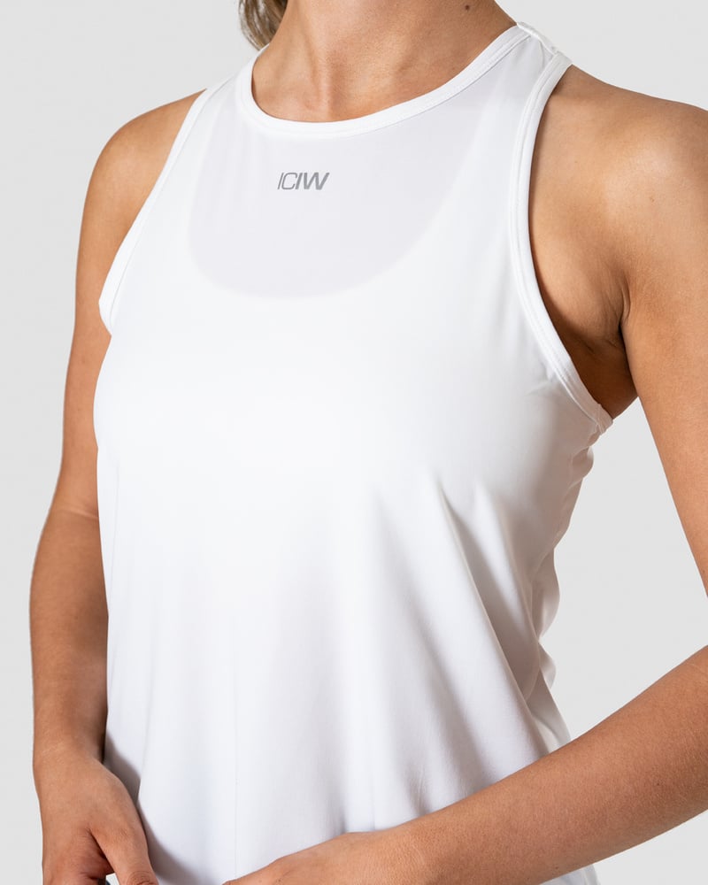 high neck tank top white