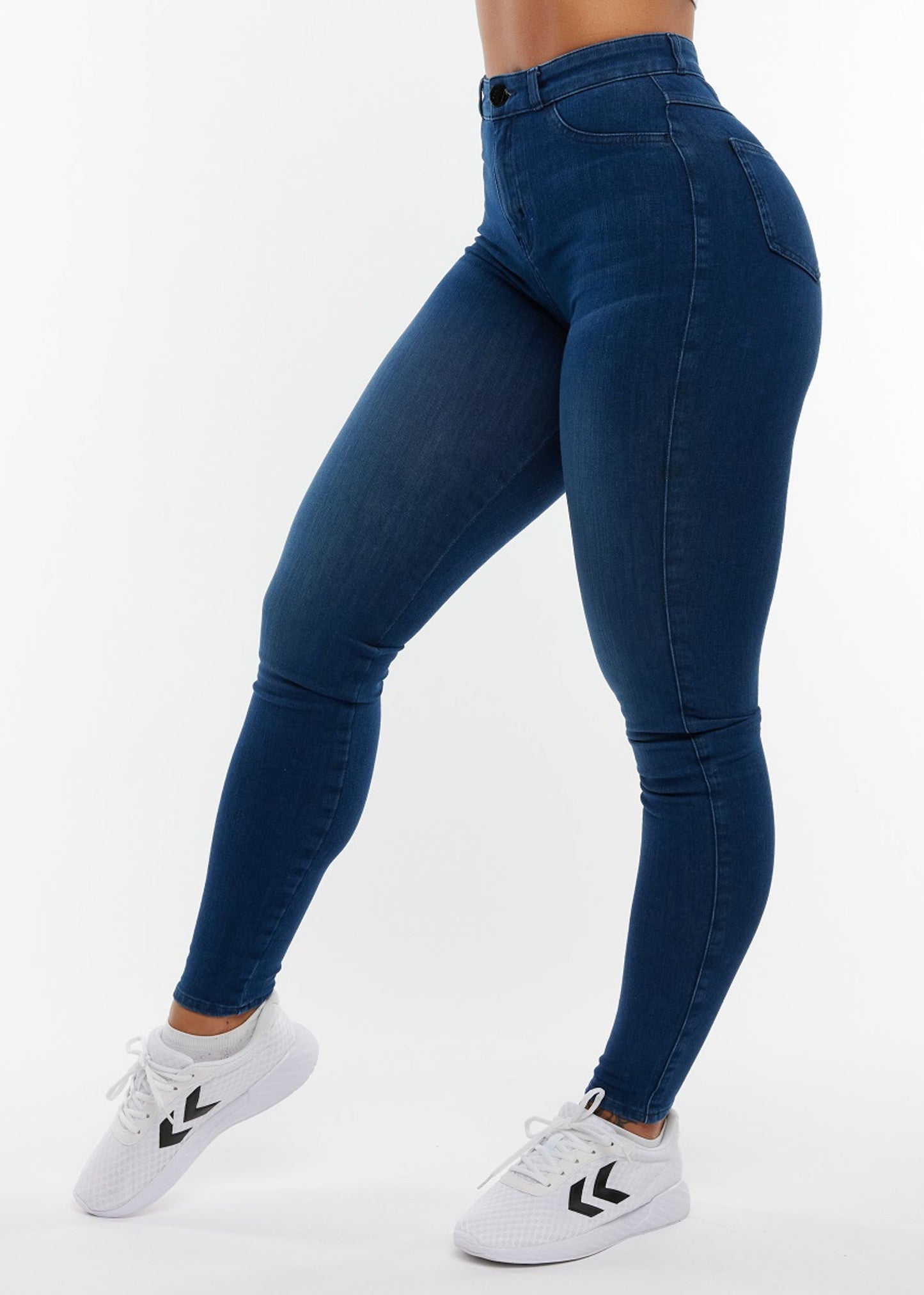 High Waist Denim Jeans - Blue - for kvinde - EMBRACE - Jeans