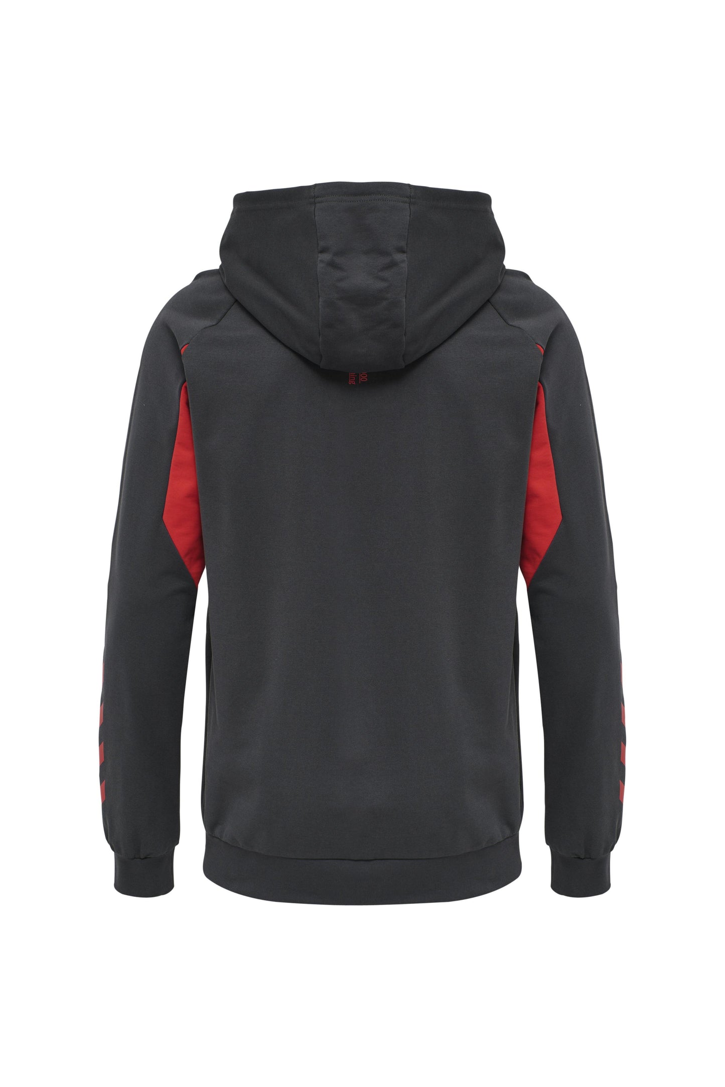 HUMMEL - Hmlaction Cotton Hoodie - Ebony/flame Scarlet