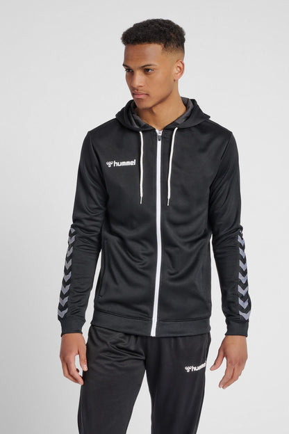 HUMMEL - Hmlauthentic Poly Zip Hoodie - Black/white