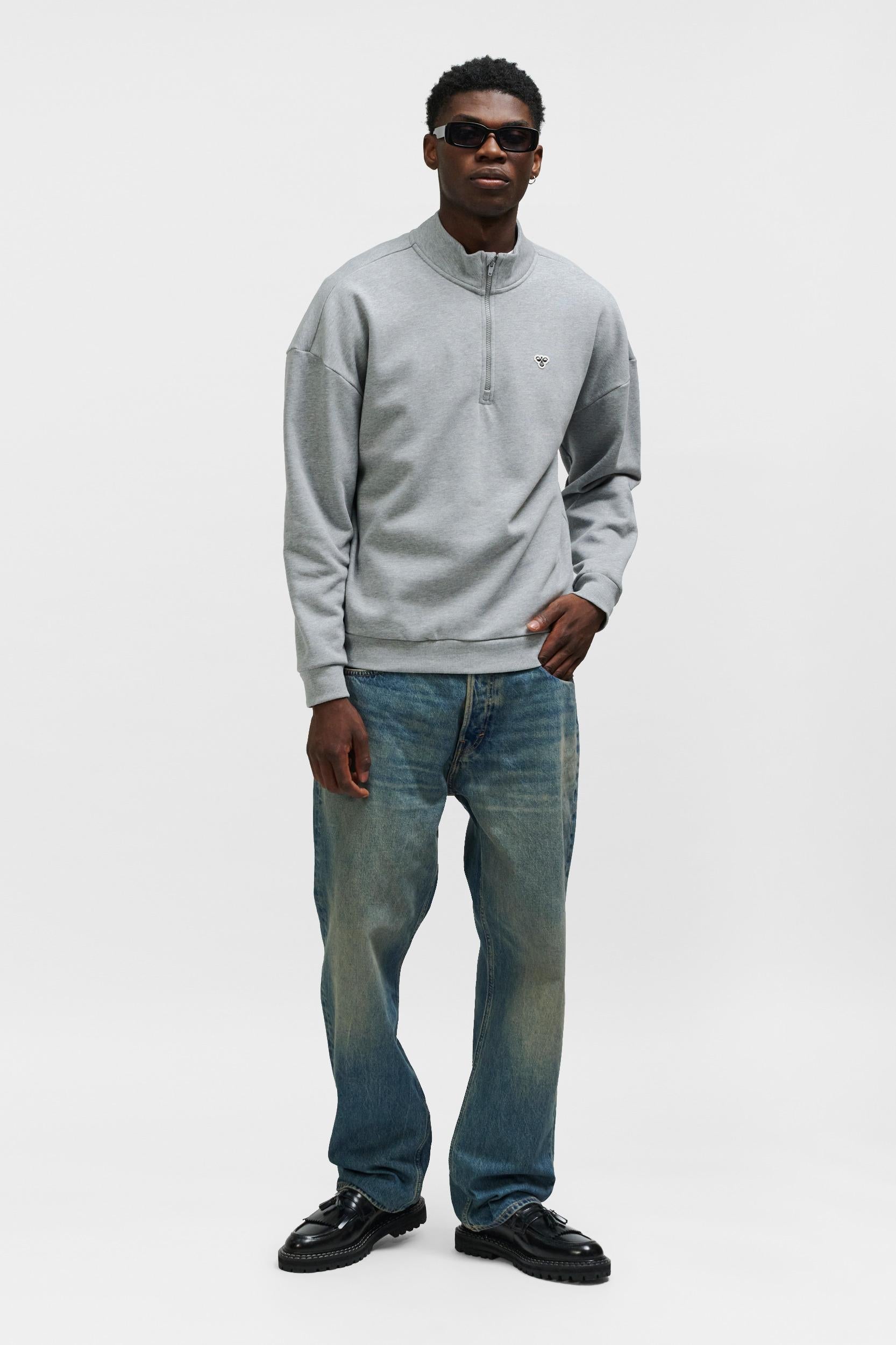 HUMMEL - Hmlloose Half Zip  Bee - Grey Melange