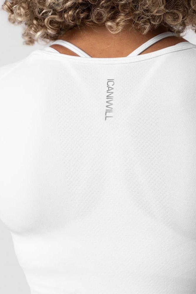 ICANIWILL - Define Seamless LS Crop Top - White