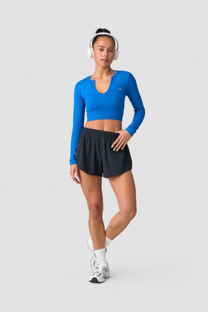 ICANIWILL - Ribbed Define Seamless Cropped Long Sleeve - Cobalt Blue