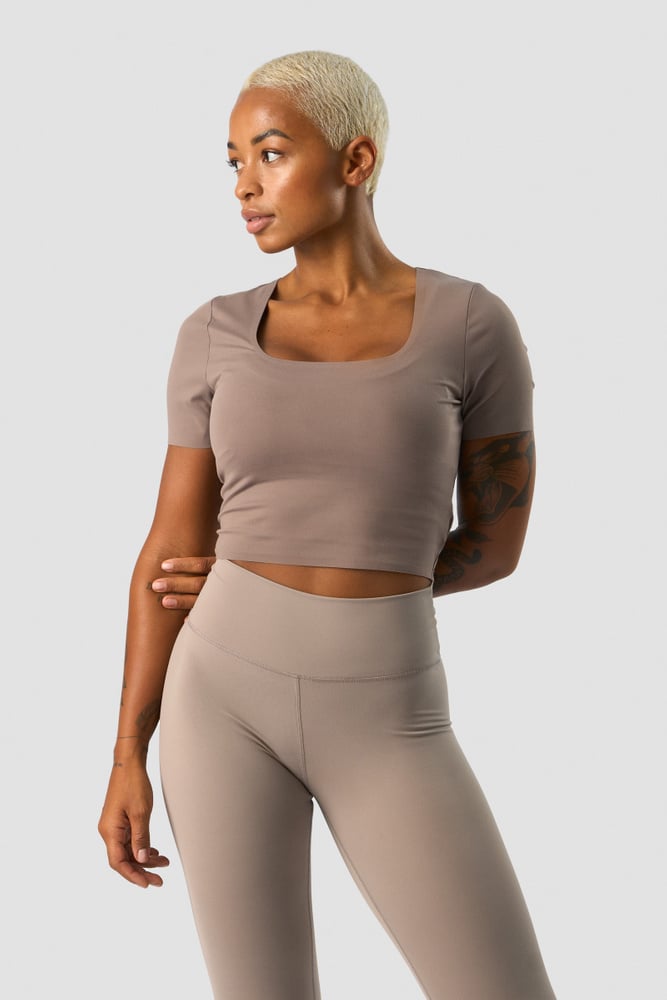 nimble soft cropped t-shirt dusty brown