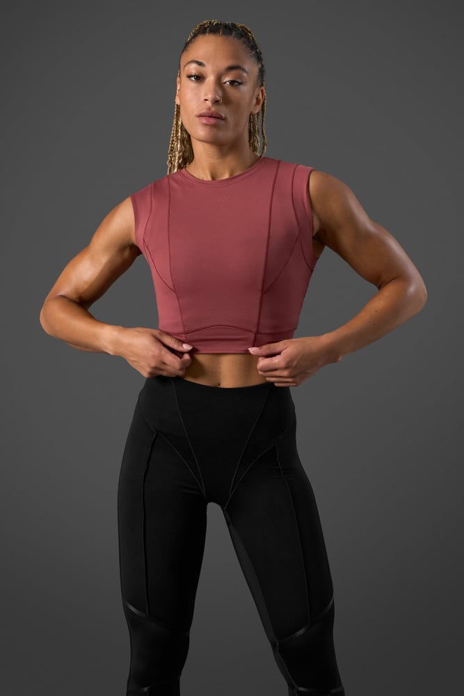 reboot cropped tank top brick red