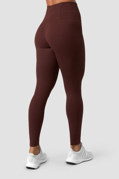 ribbed define seamless pocket tights warm brown