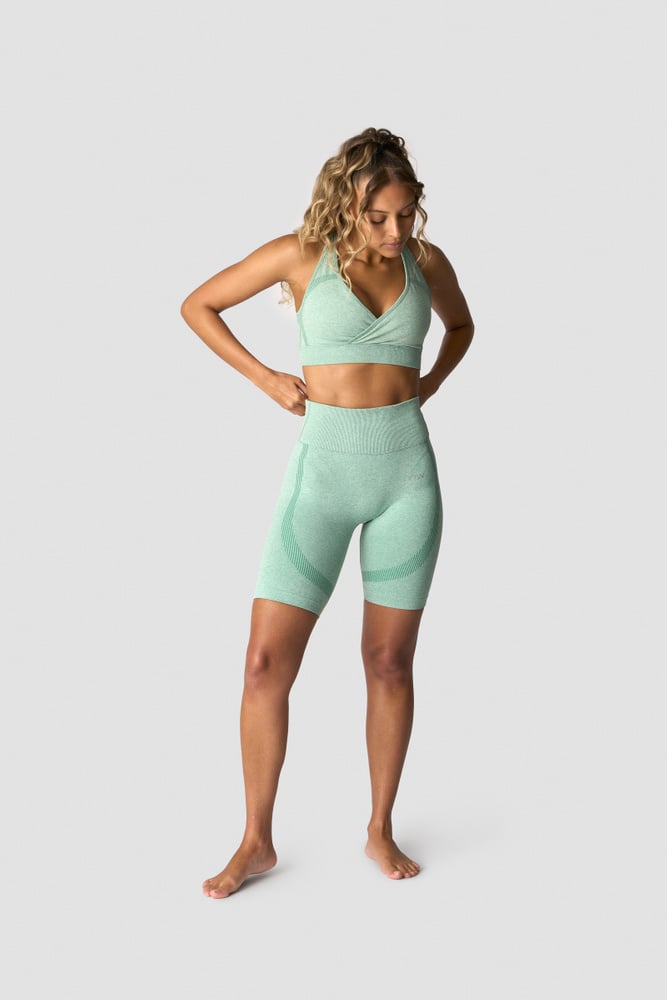 soft seamless biker shorts wmn light green melange